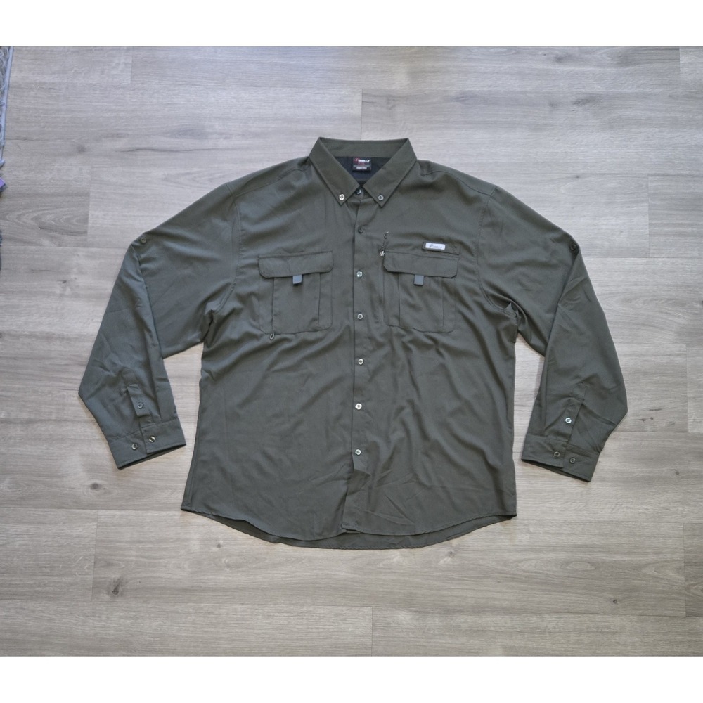 Pudolla Shirt Mens 3XL Green Performance Mesh Vented Outdoor Fishing Hiking
